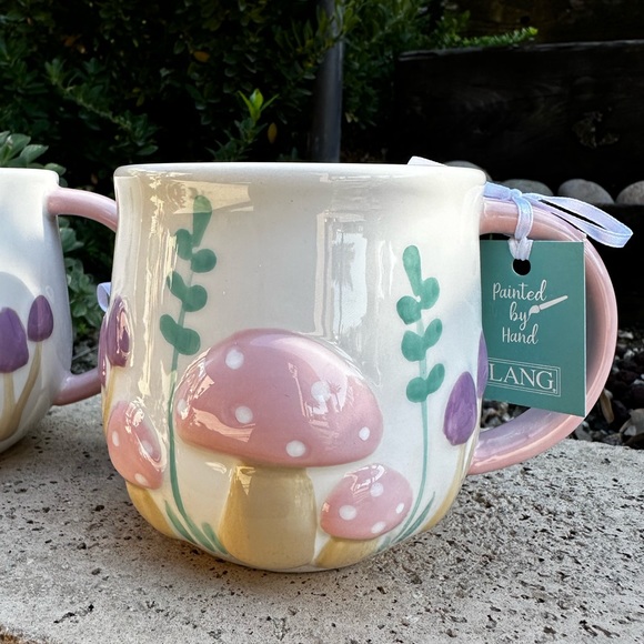 Lang pastel mushroom mugs set of 2 retro vintage new HTF viral tik tok - Picture 4 of 14